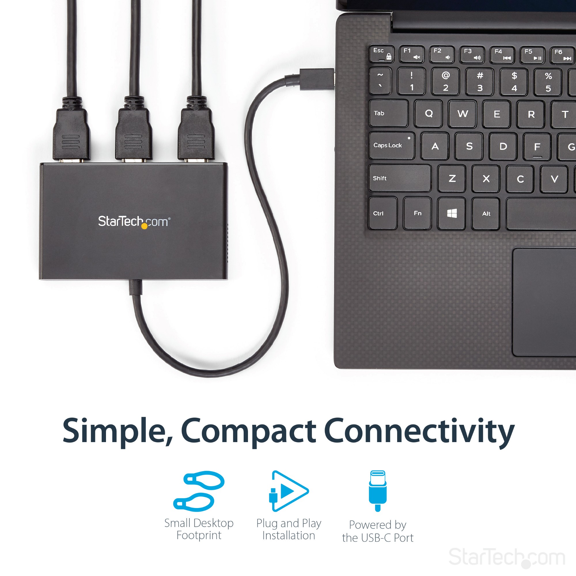 StarTech.com 3-Port Multi Monitor Adapter - USB-C to 3x HDMI Video Splitter - USB Type-C to HDMI MST Hub - Dual 4K 30Hz or Triple 1080p - Thunderbolt 3 Compatible - Windows Only