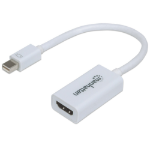 Manhattan Mini DisplayPort 1.2 to HDMI Adapter Cable, 1080p@60Hz, 17cm, Male to Female, White, Lifetime Warranty, Blister