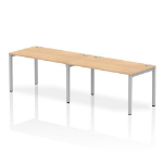 Dynamic Impulse Single Row 2 Person Bench Desk W1400 x D800 x H730mm Maple Finish Silver Frame - IB00294 DD