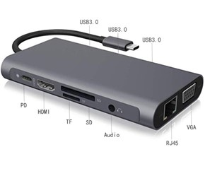 JLC J200 Type C 9 Port Adapter - Grey