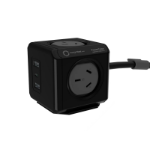 ALLOCACOC PowerCube 4 Power Outlet 2 USB A and 1 USB C 20W charging outlets | 1.5m Black