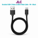 JLC Braided Type C (Male) to USB (Male) Cable – 1M – Black