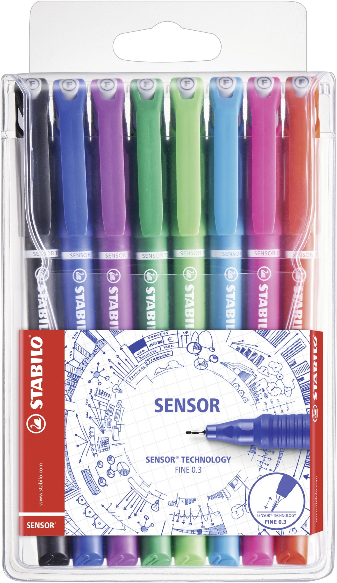 Photos - Felt Tip Pen STABILO SENSOR fine fineliner Black, Blue, Green, Lilac, Pink, Red, Tu 189 
