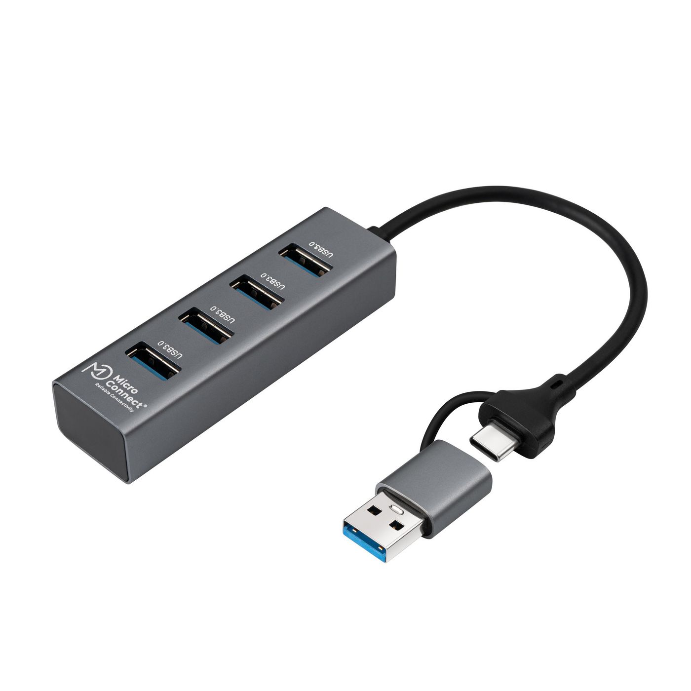 Image of Microconnect USB 3.0 Hub 4-Port with USB-C & A connectors, 5Gbps,...