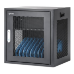 Manhattan Laptop Charging Cabinet Desktop via AC Adapter (UK) x10 Bay, Install device's AC Adapter (power cables) into unit, Suitable for ALL laptops (to 15.6"), iPads, MacBooks, Chromebooks, other USB-C devices, Bays 380x30x280mm, Cart, Lockable