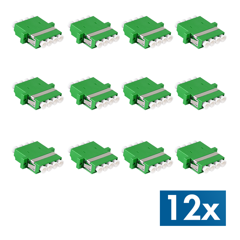 LogiLink Fiber Adapter LC Quad, 12 pieces, with flange, green
