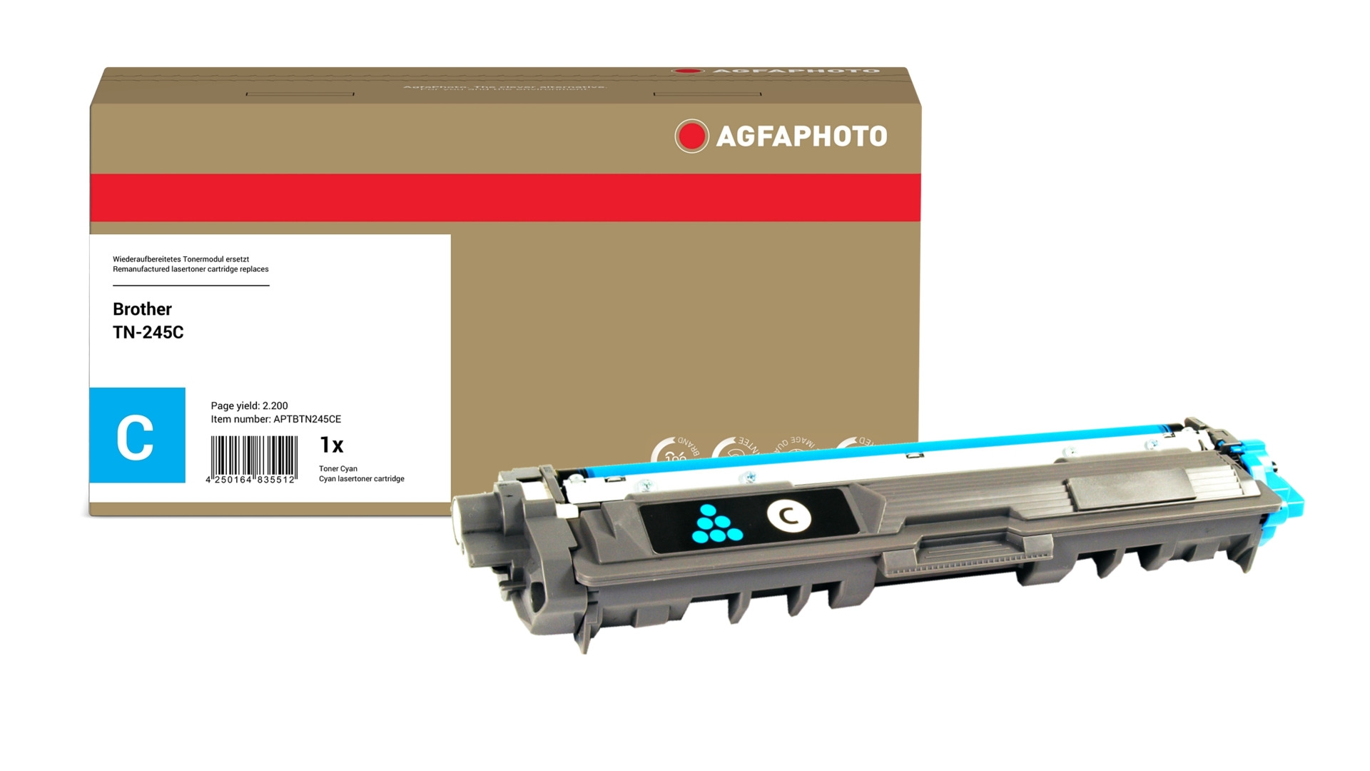 Image of AgfaPhoto Compatible Toner Cartridge. Cyan. Replacement for Brother TN