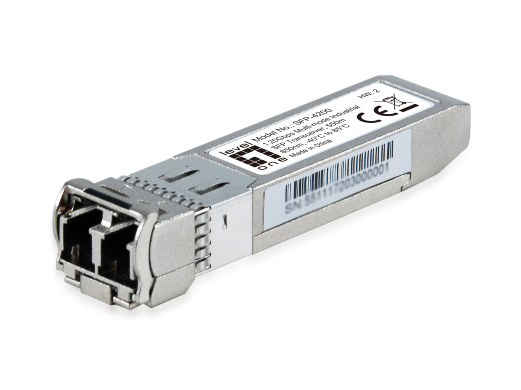 Image of LevelOne 1.25Gbps Multi-mode Industrial SFP Transceiver, 550m,...
