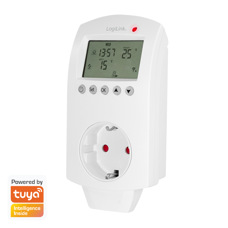 LogiLink WiFi Smart thermostat socket, Tuya compatible, CEE 7/3