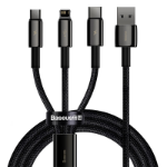 Baseus Tungsten Gold 3-in-1 USB cable USB 2.0 1.5 m USB A USB C/Micro USB A/Lightning Black
