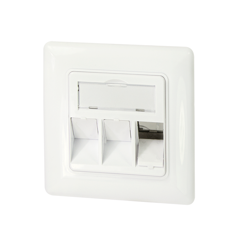 LogiLink Keystone Faceplate for 3 modules, German type, pure white