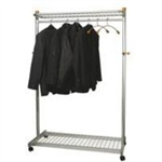 Alba Lux Mobile Garment Rack Silver Grey and Wood - Supplied with 6 Hangers - PMLUX6