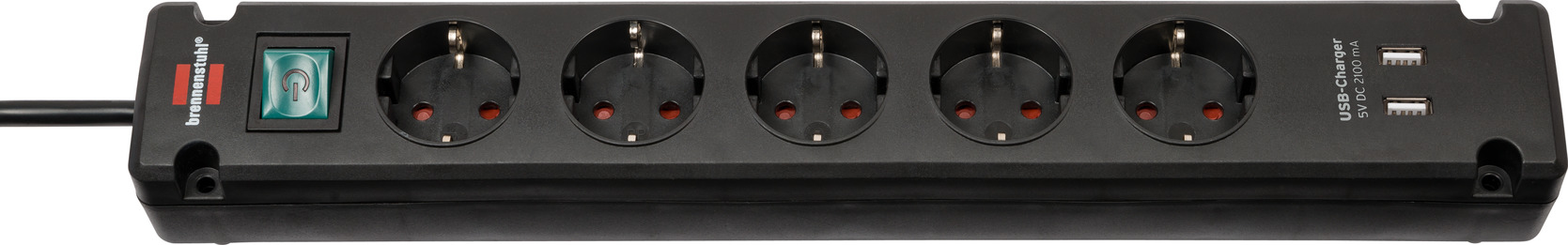 Image of Brennenstuhl Bremounta power extension 3 m 5 AC outlet(s) Indoor Black