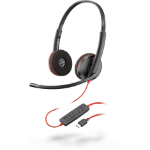 POLY Blackwire 3220 Headset Wired Head-band Office/Call center USB Type-C Black, Red