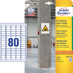 Avery L7872-20 self-adhesive label Rectangle Permanent White 1600 pc(s)
