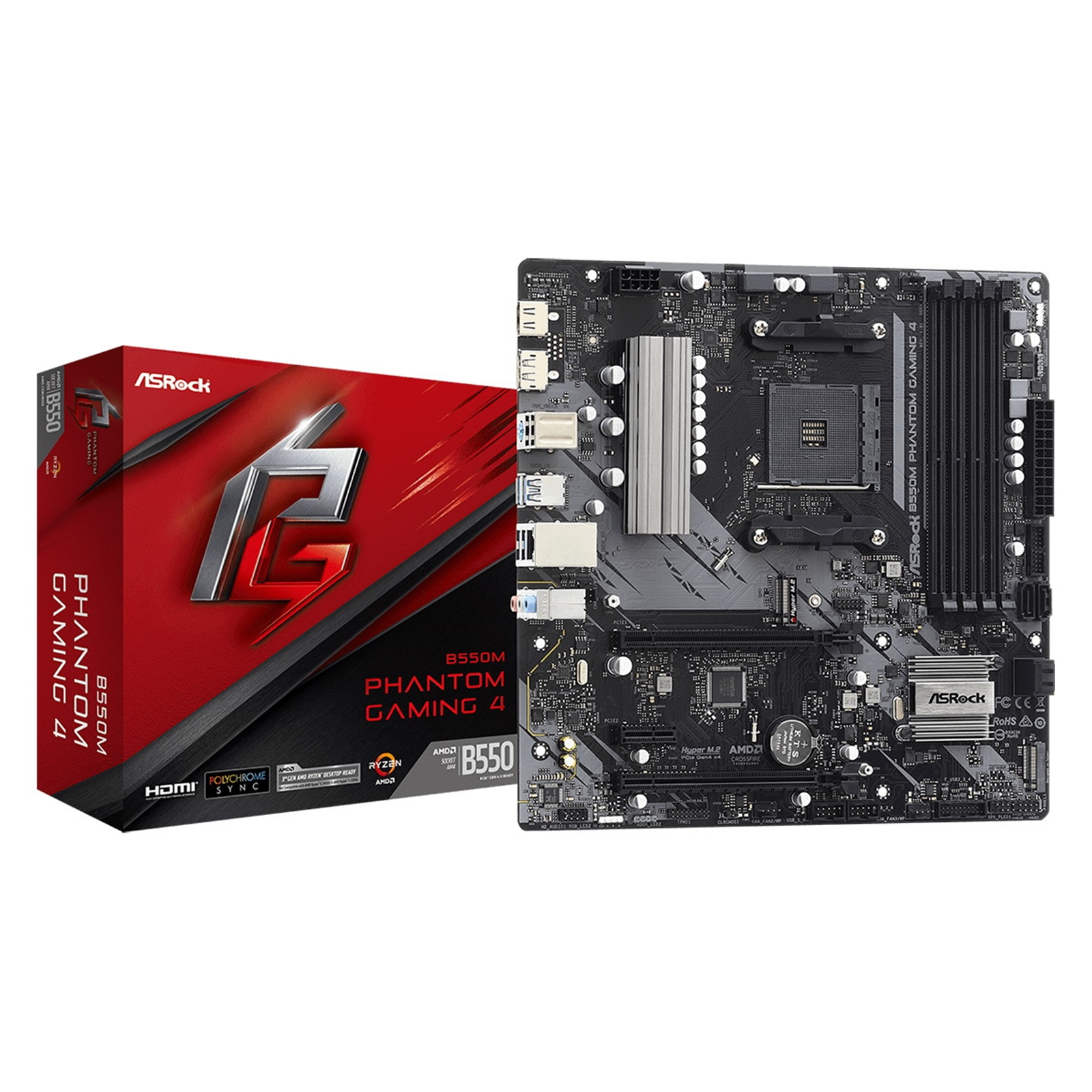 Image of Asrock B550M Phantom Gaming 4 AMD Socket AM4 HDMI/DIsplayPort...
