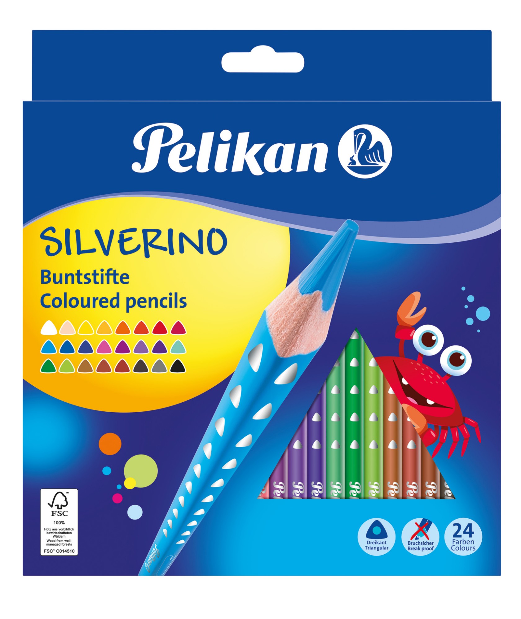 Pelikan 700665 colour pencil Black, Blue, Brown, Green, Grey, Light Blue, Light Green, Multicolour, Orange, Peach, Pink, Purple, Red, Violet, White, Yellow 24 pc(s)