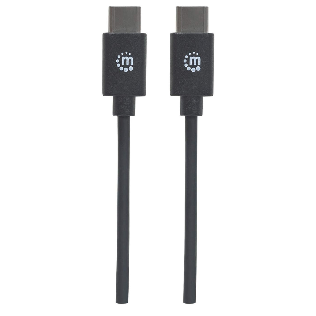 Manhattan USB-C to USB-C Cable, 1m, Male to Male, 0 Mbps (USB 2.0), 3A (fast charging), Hi-Speed USB, Black, Lifetime Warranty, Equivalent to USB2CC1M