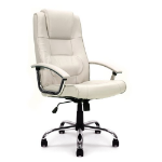 NAUTILUS Designs Westminster High Back Leather Faced Executive Office Chair With Integral Headrest and Fixed Arms Cream - DPA2008ATG/LCM DD