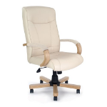 NAUTILUS Designs Troon High Back Leather Faced Executive Office Chair With Fixed Arms Cream Oak Effect Arms and Base - DPA4750ATG/LCM DD