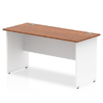 Dynamic Impulse Straight Office Desk W1400 x D600 x H730mm Panel End Leg Walnut Finish White Frame - TT000091 DD
