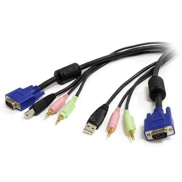 StarTech.com 6 ft 4-in-1 USB VGA KVM Switch Cable with Audio and Micro