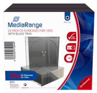 MediaRange BOX32-25 optical disc case Slimline case 1 discs Black, Transparent