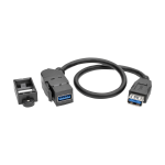 Tripp Lite USB 3.0 All-in-One Keystone/Panel Mount Coupler Cable (F/F), Angled Connector, Black, 0.31 m (1-ft.)