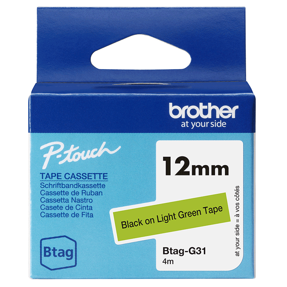 Brother BTAG-G31 DirectLabel-etikettes black on green bright 12mm x 4m