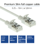 ACT Grijze 0,25 meter LSZH U/FTP CAT6A datacenter slimline patchkabel snagless met RJ45 connectoren