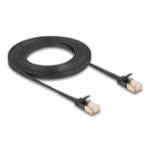 DeLOCK RJ45 Network Cable Cat.6A plug to plug with robust latch and Cat.7 raw flat cable U/FTP 3 m black