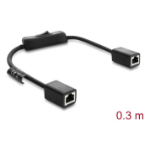 DeLOCK RJ45 Cable jack to jack with switch Cat.6 F/UTP 0.3 m - network switching black