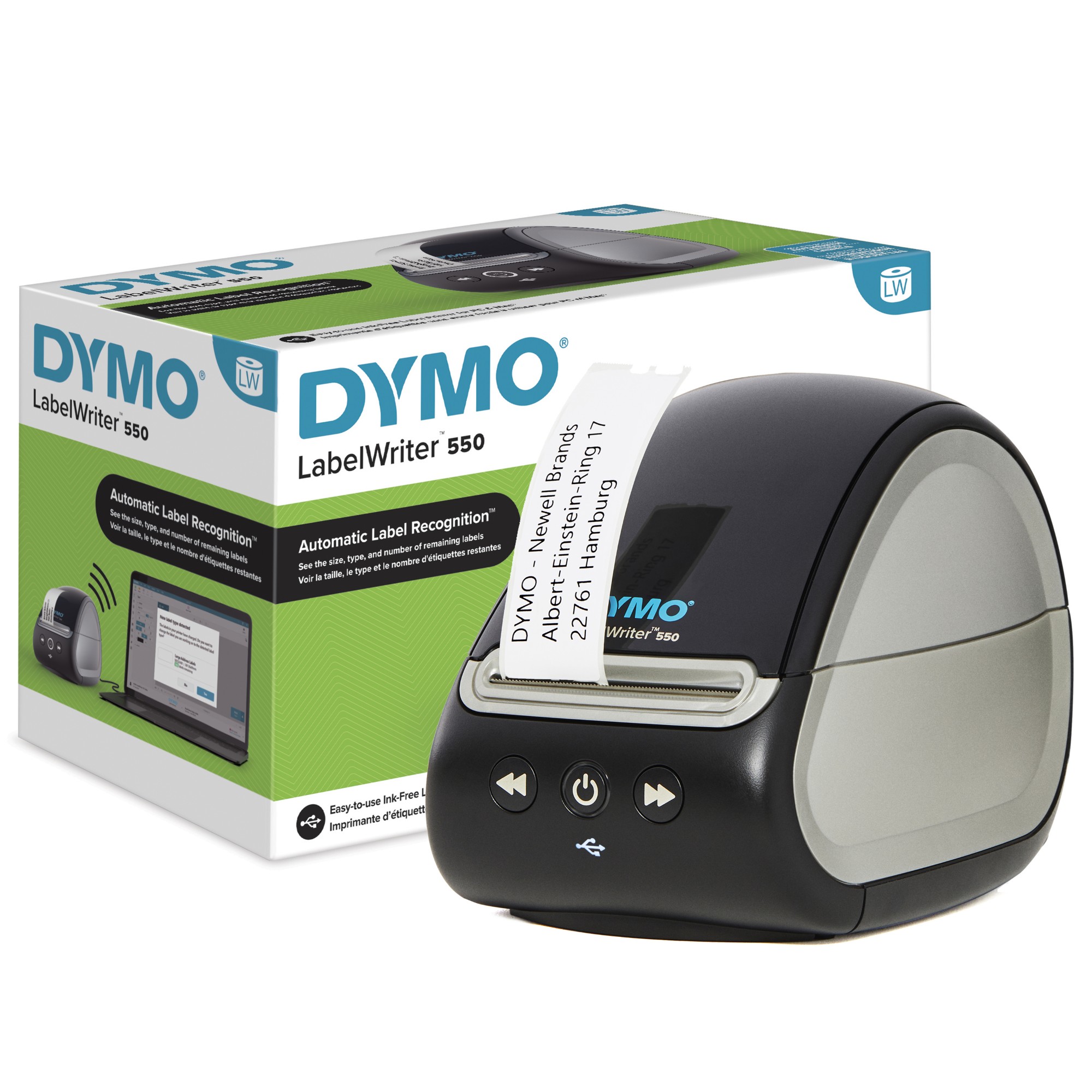 DYMO LabelWriter 550 Label Printer | Label Maker with Direct Thermal Printing | Automatic Label Recognition | Prints Address LabelsShipping LabelsBarcode Labels & More | UK 3 Pin Plug