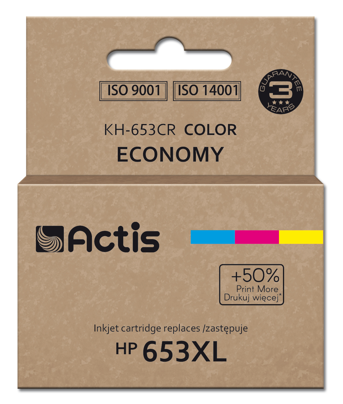 Actis KH-653CR printer ink, replacement HP 653XL 3YM74AE; Premium; 18ml; 300 pages; colour