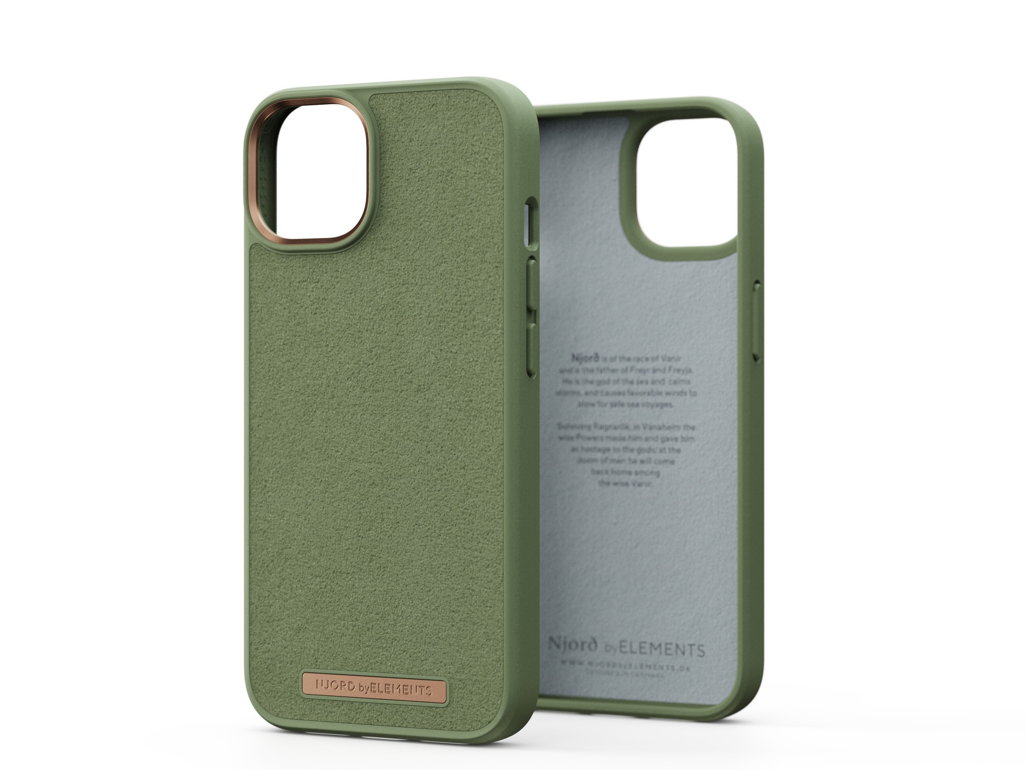 Photos - Case Njord byELEMENTS Suede Comfort+  - iPhone 14 - Olive NA41CM06