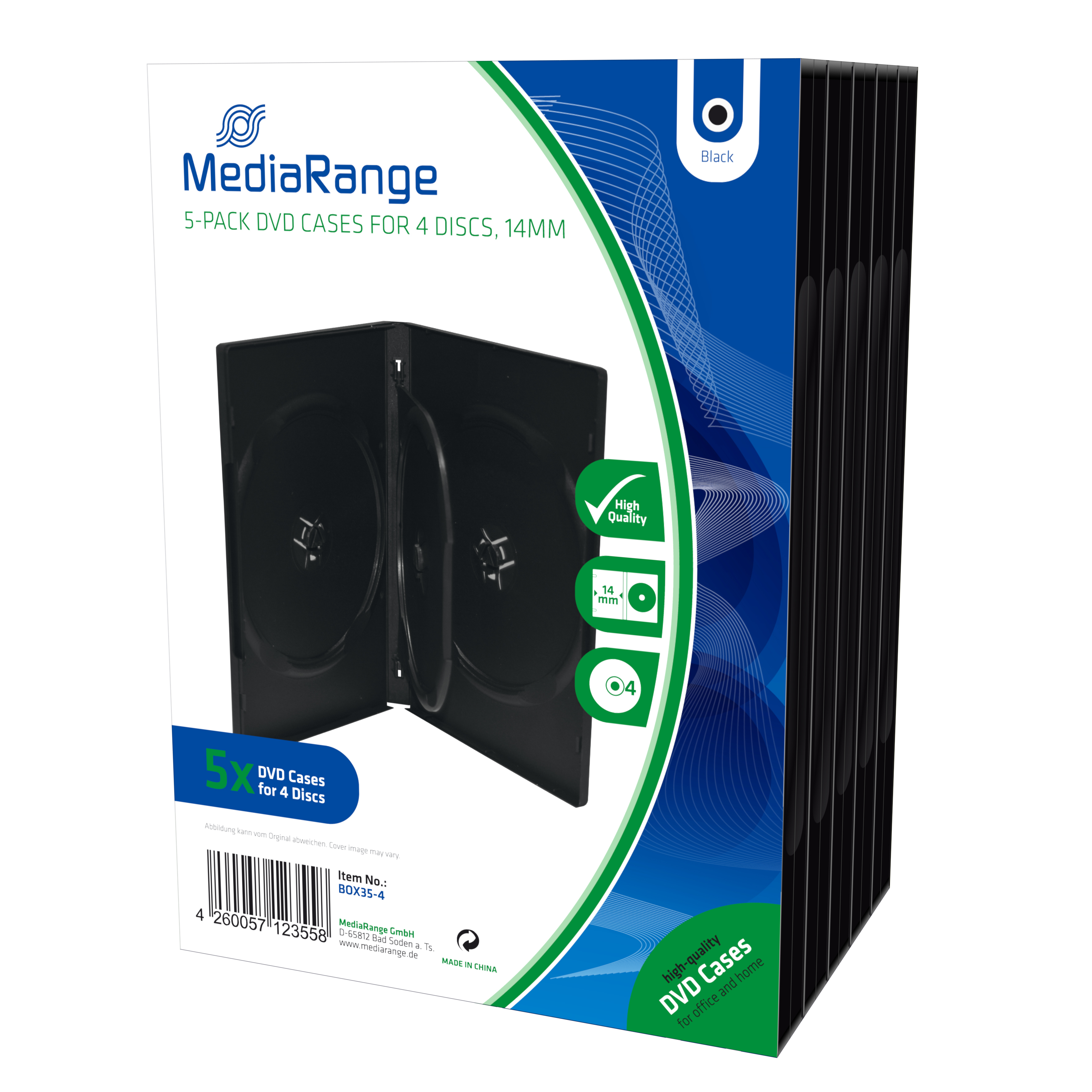 Image of MediaRange BOX35-4 optical disc case DVD case 4 discs Black