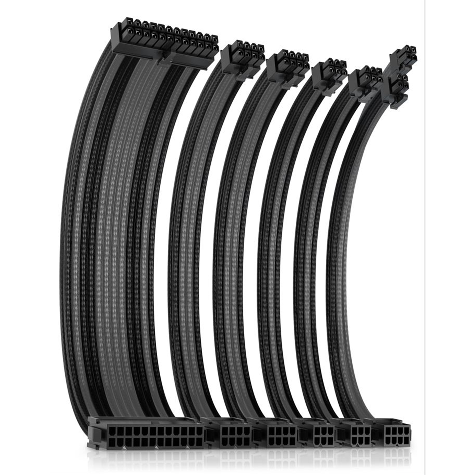 Image of Antec Black/Grey PSU Extension Cable Kit with black connectors –...