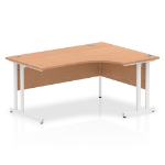 Dynamic Impulse Contract Right Hand Crescent Cantilever Desk W1600 x D1200 x H730mm Oak Finish/White Frame - I002845 DD