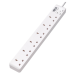 Tripp Lite 6-Outlet Power Strip - British BS1363A Outlets, 220-250V AC, 13A, 1.8 m Cord, BS1363A Plug, White