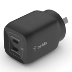 BELKIN BoostCharge Pro Dual USB-C GaN Wall/Laptop Charger with PPS 65W - Black(WCH013auBK),1*USB-C(45-65W),1*USB-C(20-65W), Compact, 2 Years Warranty