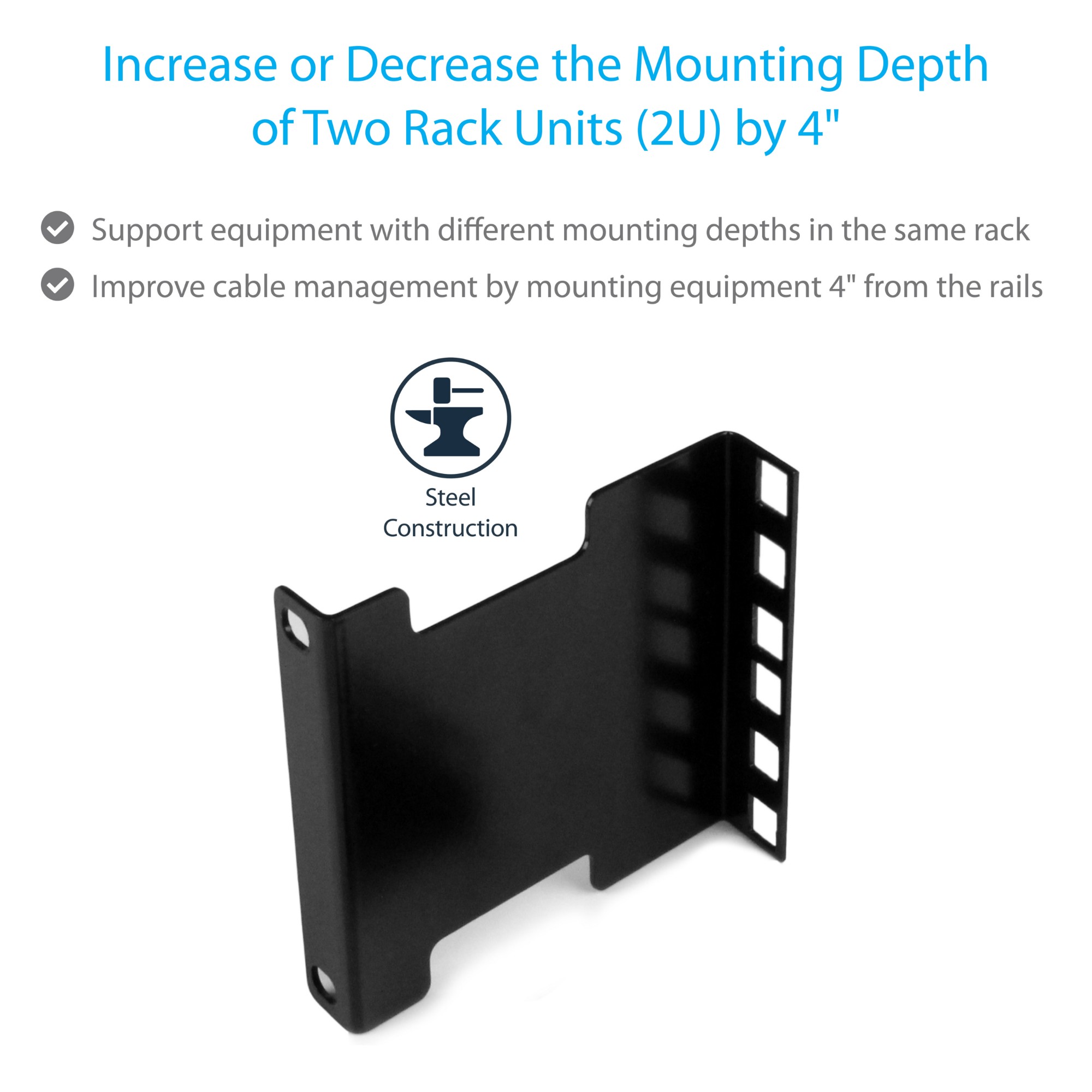 StarTech.com 2U Server Rack Depth Extender Adapter Kit with 4&acirc;&euro; Adjustment