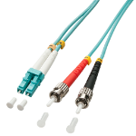 Lindy 10m OM3 LC - ST Duplex fibre optic cable Turquoise