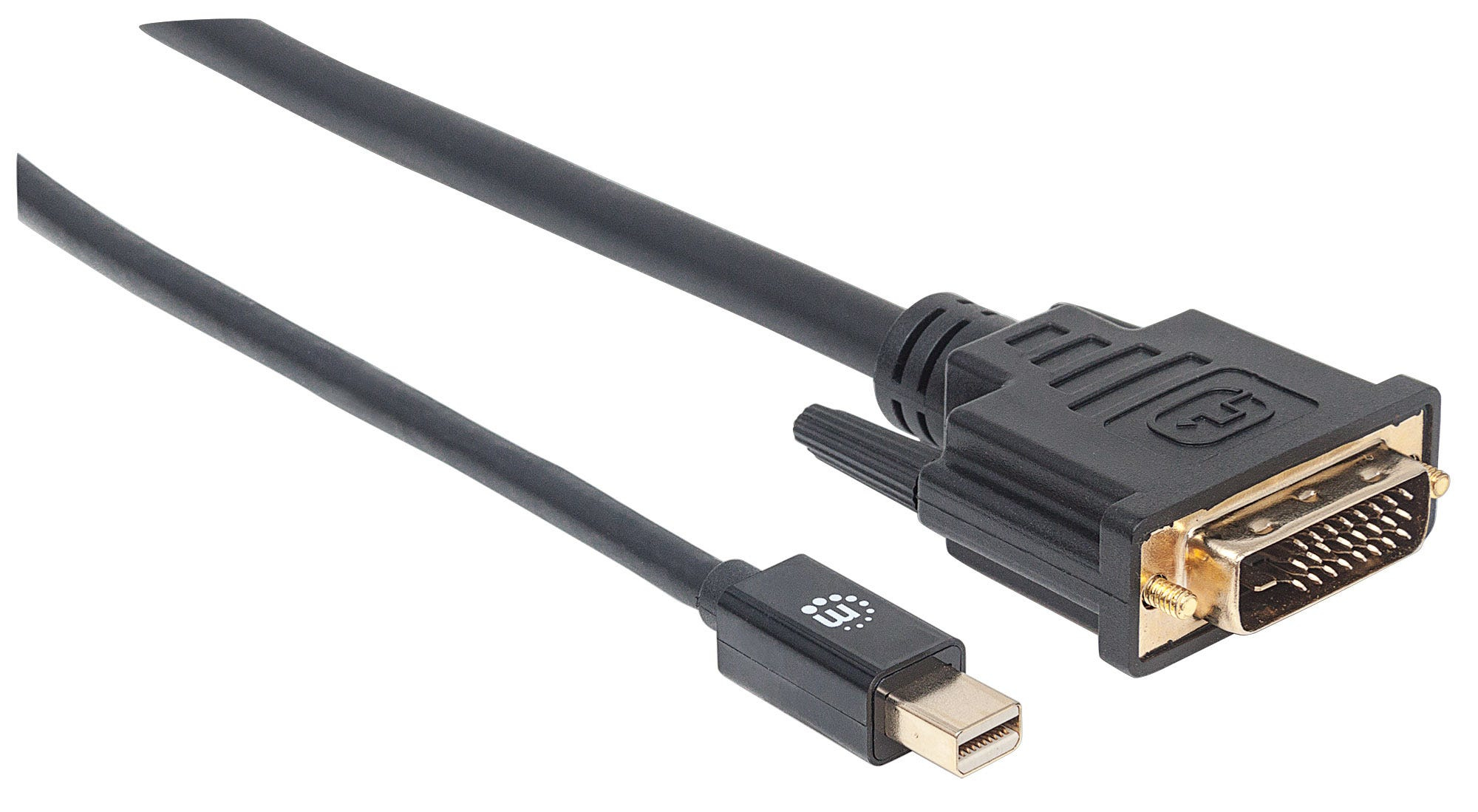Manhattan Mini DisplayPort 1.2a to DVI 24+1 Cable, 1080p, 1.8m, Male to Male, Passive, 1080p@60Hz, Compatible with DVD-D, Black, Lifetime Warranty, Polybag