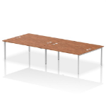 Dynamic Impulse W3600 x D1600 x H750mm Back to Back 4 Person Bench Desk With Cable Management Ports Goal Post Leg Walnut Finish Silver Frame - IB00404 DD