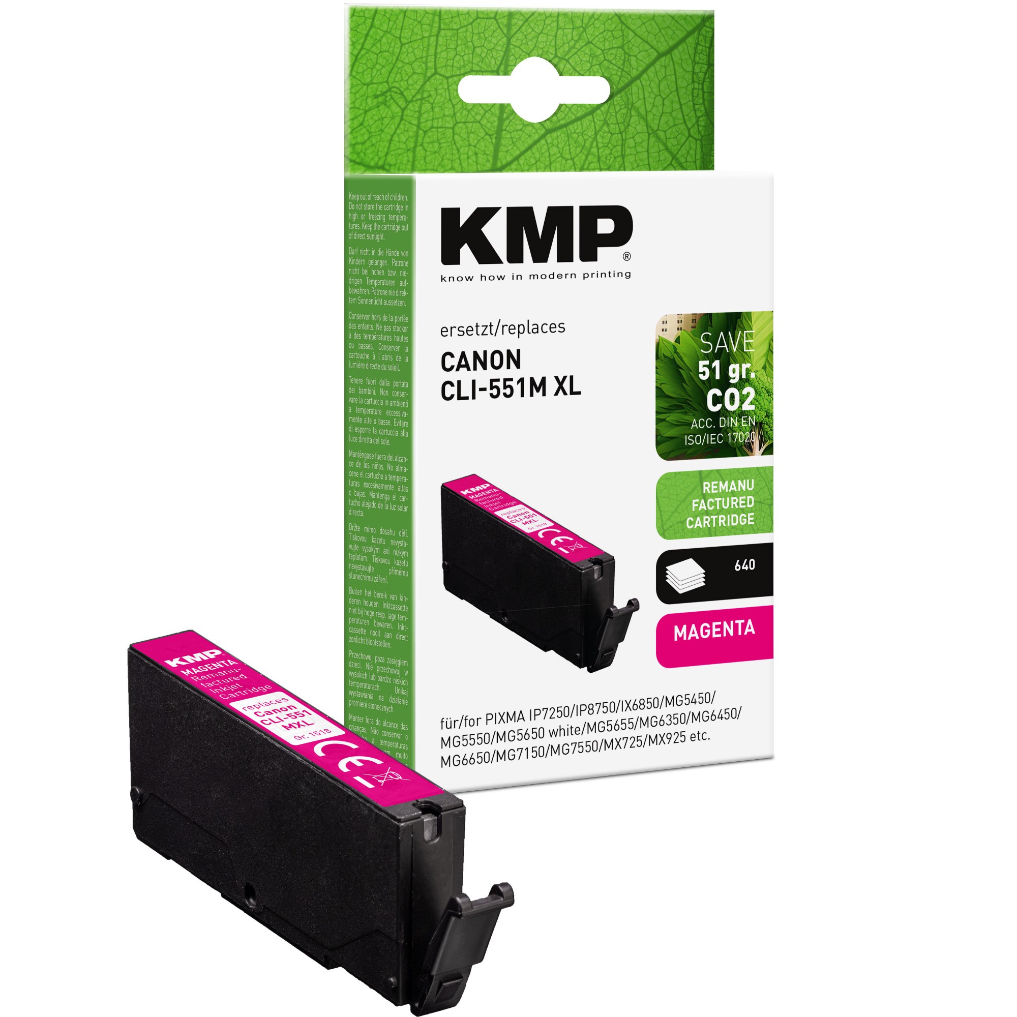 KMP Canon CLI551MXL (6445B001) ink cartridge 1 pc(s) Compatible Magenta