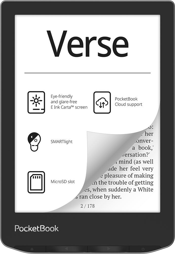 PocketBook Verse e-book Reader 8 GB Wi-Fi Black. Silver