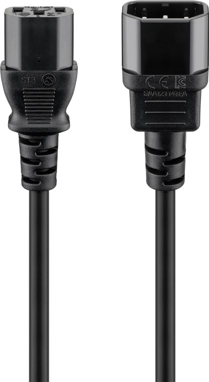 Image of Goobay Extension Lead with C13 socket and C14 plug, 3 m, Black