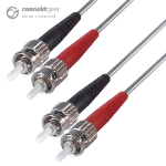 connektgear 0.5m Duplex Fibre Optic Multi-Mode Cable OM1 62.5/125 Micron ST to ST Grey