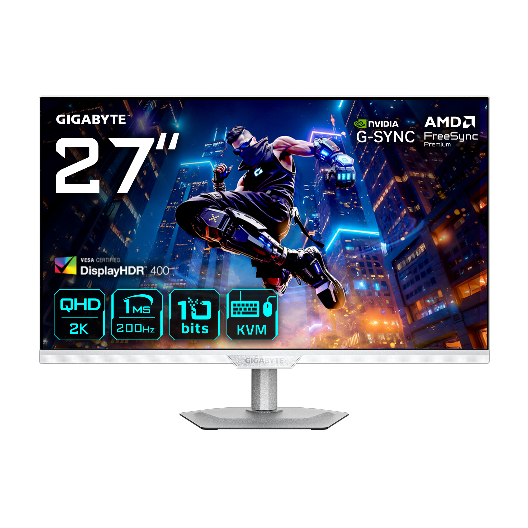 GIGABYTE M27Q2 QD ICE 27â€ QHD Gaming Monitor - 2560 x 1440, 200Hz, 1ms, 350 cd/mÂ², FreeSync Premium, Display HDR400, HDMI 2.0, Displayport 1.4