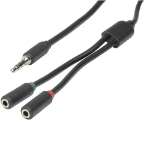 Leader Digitech 3.5mm 4 Pole Plug to 2 x 3.5mm Socket Cable - 250mm